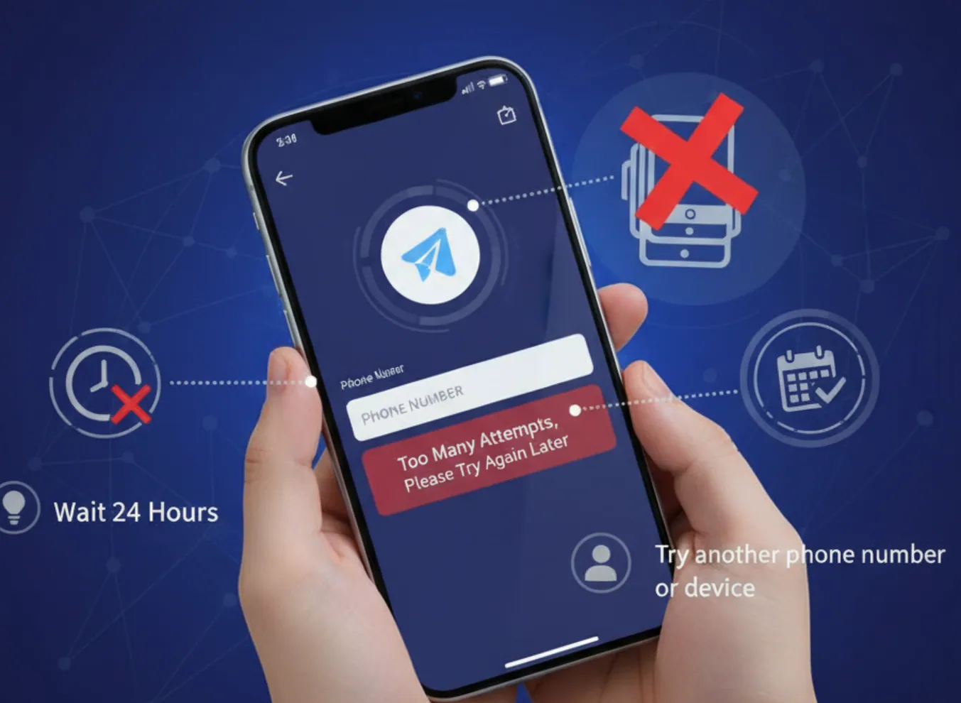 注册Telegram账号的时候提示尝试次数过多怎么解决？