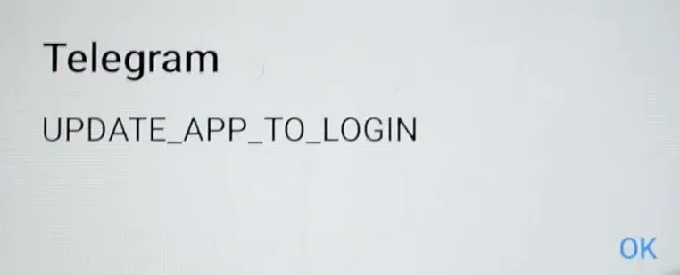 Telegram账号登陆的时候提示UPDATE_APP_TO_LOGIN怎么解决？