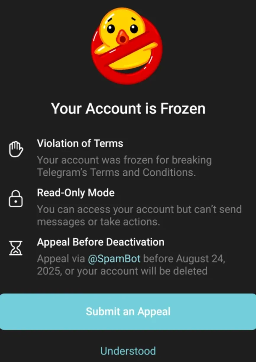 Telegram自动退出后被封禁应该怎么办？